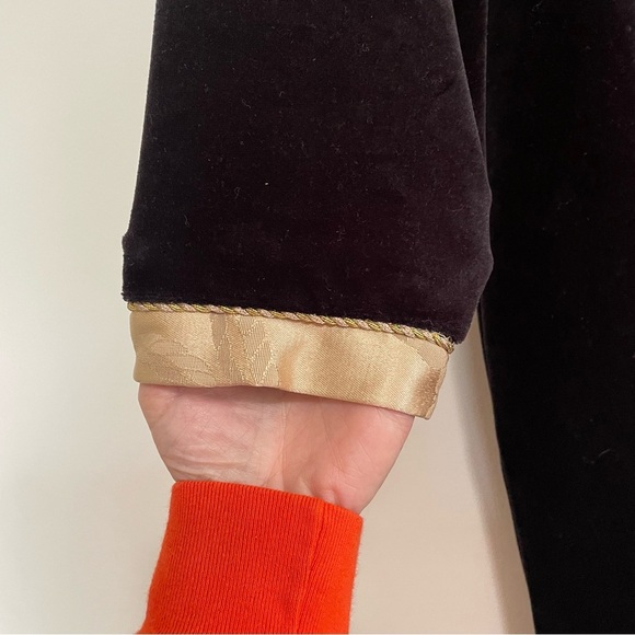 Raza New York Vintage Black Velvet Gold Jacquard Trim Medieval Kaftan Size Large - Picture 4 of 9